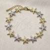 Pulsera Tennis 03.341.0243.07 Oro Laminado, Diseño de Estrella, Diamantado, Dos Tonos (12 MM Thickness, 7 Inches Length)