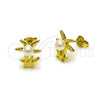 Arete Dormilona 02.341.0258 Oro Laminado, Diseño de Estrella, con Marfil Perla, Pulido, Tono Dorado