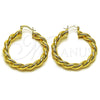 Argolla Mediana 02.170.0527.40 Oro Laminado, Diseño de Torcido y Hueco, Pulido, Tono Dorado