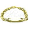 Pulsera con Placa 03.213.0369.08 Oro Laminado, Diseño de Mariner, Diamantado, Tono Dorado (Thickness, 8 Inches Length)