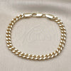 Pulsera Básica 03.213.0100.07 Oro Laminado, Diseño de Miami Cubana, Pulido, Tono Dorado (Grosor 06 MM, 7 Pulgadas de Largo)