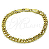 Pulsera Básica 03.213.0100.07 Oro Laminado, Diseño de Miami Cubana, Pulido, Tono Dorado (Grosor 06 MM, 7 Pulgadas de Largo)