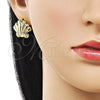 Arete Dormilona 02.282.0045 Oro Laminado, Diseño de Concha, Pulido, Tono Dorado