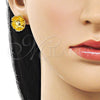 Arete Dormilona 02.282.0055 Oro Laminado, Diseño de Flor, Diamantado, Tono Dorado