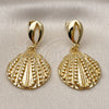 Arete Colgante 02.282.0060 Oro Laminado, Diseño de Concha, Pulido, Tono Dorado