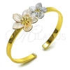 Aro Individual 07.170.0074.1 Oro Laminado, Diseño de Flor, Diamantado, Tres Tonos (Thickness, One size fits all)