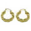 Argolla Mediana 02.170.0534.30 Oro Laminado, Diseño de Torcido y Hueco, Pulido, Tono Dorado