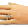 Anillo Multi Piedra 01.266.0069 Oro Laminado, con Blanca Zirconia Cubica, Pulido, Tono Dorado (One size fits all)