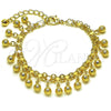 Pulsera de Dije 03.331.0328.07 Oro Laminado, Diseño de Bola, Mate, Tono Dorado (Thickness, 8 Inches Length)