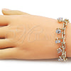 Pulsera de Dije 03.331.0329.07 Oro Laminado, con Blanca Zirconia Cubica, Pulido, Tono Dorado (07 MM Thickness, 8 Inches Length)