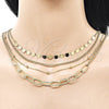 Gargantilla Elegante 04.437.0005.16 Acero Inoxidable, Diseño de Corazón y Miami Cubana, Pulido, Tono Dorado (08 MM Thickness, 16 Inches Length)