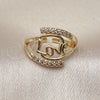 Anillo Multi Piedra 01.310.0042 Oro Laminado, Diseño de Amor, con Blanca Zirconia Cubica, Pulido, Tono Dorado (One size fits all)