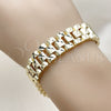 Pulsera Solida 03.213.0376.08 Oro Laminado, Diamantado, Tono Dorado (Thickness, 8 Inches Length)