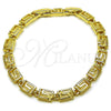 Pulsera Solida 03.213.0379.07 Oro Laminado, Diseño de Llave Griega, Pulido, Tono Dorado (Grosor 06 MM, 8 Pulgadas de Largo)