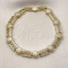 Pulsera Solida 03.213.0390.07 Oro Laminado, Diseño de Llave Griega, Pulido, Tono Dorado (Thickness, 8 Inches Length)