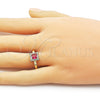 Anillo Multi Piedra 01.196.0041 Oro Laminado, Diseño de Cluster, con Rubi and Blanca Zirconia Cubica, Pulido, Tono Dorado (One size fits all)