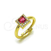 Anillo Multi Piedra 01.196.0041 Oro Laminado, Diseño de Cluster, con Rubi and Blanca Zirconia Cubica, Pulido, Tono Dorado (One size fits all)