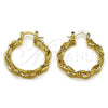 Argolla Mediana 02.170.0557.30 Oro Laminado, Diseño de Torcido, Diamantado, Tono Dorado