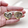 Arete Colgante 02.331.0077 Oro Laminado, Diseño de Corazón y Mariposa, Diamantado, Tres Tonos