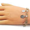 Pulsera de Dije 03.331.0336.07 Oro Laminado, Diseño de Guadalupe, Mate, Tres Tonos (10 MM Thickness, 8 Inches Length)