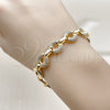 Pulsera Elegante 03.283.0504.07 Oro Laminado, con Zirconia Cubica Blanca, Pulido, Tono Dorado (Grosor 12 MM, 7 Pulgadas de Largo)