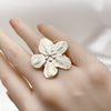 Anillo Elegante 01.428.0013 Oro Laminado, Diseño de Flor, Diamantado, Tono Dorado (One size fits all)