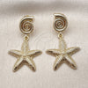 Arete Colgante 02.428.0054 Oro Laminado, Diseño de Caracol y Estrella, Mate, Tono Dorado