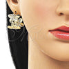 Argolla Pequeña 02.428.0058.25 Oro Laminado, Diseño de Flor, Diamantado, Tono Dorado