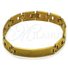 Pulsera Solida 03.114.0306.4.09 Acero Inoxidable, Pulido, Tono Dorado (12 MM Thickness, 9 Inches Length)