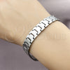Pulsera Solida 03.114.0380.3.08 Acero Inoxidable, Pulido, Tono Plateado (12 MM Thickness, 8 Inches Length)