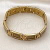 Pulsera Solida 03.114.0418.08 Acero Inoxidable, Diseño de Llave Griega, Pulido, Tono Dorado (Thickness, 8 Inches Length)