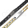 Pulsera con Placa 03.114.0288.09 Acero Inoxidable, Pulido, Dos Tonos (12 MM Thickness, 9 Inches Length)