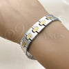 Pulsera Solida 03.114.0321.1.08 Acero Inoxidable, Pulido, Dos Tonos (14 MM Thickness, 8 Inches Length)