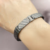 Pulsera Solida 03.114.0330.4.08 Acero Inoxidable, Diseño de Llave Griega, Pulido, Rodinado Negro (13 MM Thickness, 8 Inches Length)
