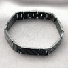 Pulsera Solida 03.114.0330.4.08 Acero Inoxidable, Diseño de Llave Griega, Pulido, Rodinado Negro (13 MM Thickness, 8 Inches Length)