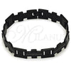 Pulsera Solida 03.114.0419.09 Acero Inoxidable, Diseño de Llave Griega y Cruz, Pulido, Rodinado Negro (13 MM Thickness, 9 Inches Length)