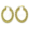 Argolla Pequeña 02.163.0397.25 Oro Laminado, Diseño de Hueco y Bola, Pulido, Tono Dorado
