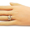 Anillo Elegante 01.163.0009 Oro Laminado, Diseño de Corazon, Pulido, Dorado