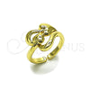 Anillo Elegante 01.163.0009 Oro Laminado, Diseño de Corazon, Pulido, Dorado
