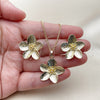 Juego de Arete y Dije de Adulto 10.163.0042 Oro Laminado, Diseño de Flor, Diamantado, Tono Dorado
