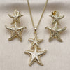 Juego de Arete y Dije de Adulto 10.163.0043 Oro Laminado, Diseño de Estrella, Mate, Tono Dorado
