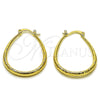 Argolla Mediana 02.163.0410.30 Oro Laminado, Diseño de Hueco, Diamantado, Tono Dorado