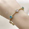Pulsera Tennis 03.266.0034.1.07 Oro Laminado, Diseño de Cluster, con Zirconia Cubica Multicolor y Blanca, Pulido, Dorado