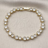 Pulsera Tennis 03.266.0040.08 Oro Laminado, con Zirconia Cubica Blanca, Pulido, Dorado