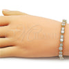 Pulsera Tennis 03.266.0040.08 Oro Laminado, con Blanca Zirconia Cubica, Pulido, Tono Dorado (Thickness, 8 Inches Length)