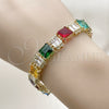 Pulsera Tennis 03.266.0044.07 Oro Laminado, con Zirconia Cubica Multicolor y Blanca, Pulido, Dorado