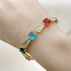 Pulsera Tennis 03.266.0046.07 Oro Laminado, con Zirconia Cubica Multicolor y Blanca, Pulido, Dorado