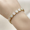 Pulsera Solida 03.213.0393.07 Oro Laminado, Diseño de Corazón, Diamantado, Tres Tonos (Thickness, 7 Inches Length)