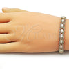 Pulsera Solida 03.213.0400.07 Oro Laminado, Diseño de Estrella, Diamantado, Tres Tonos (08 MM Thickness, 7 Inches Length)