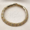 Pulsera Solida 03.213.0400.07 Oro Laminado, Diseño de Estrella, Diamantado, Tres Tonos (08 MM Thickness, 7 Inches Length)